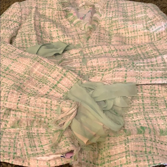 EUC lined jacket ribbon sleeves 4 button closure - Picture 8 of 15